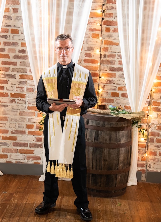 Intimate living room ceremony